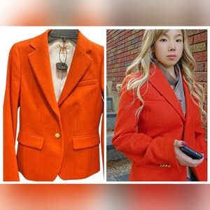 Brooks Brothers 100% Wool Vibrant Orange Women's Blazer Size 0 NWOTb